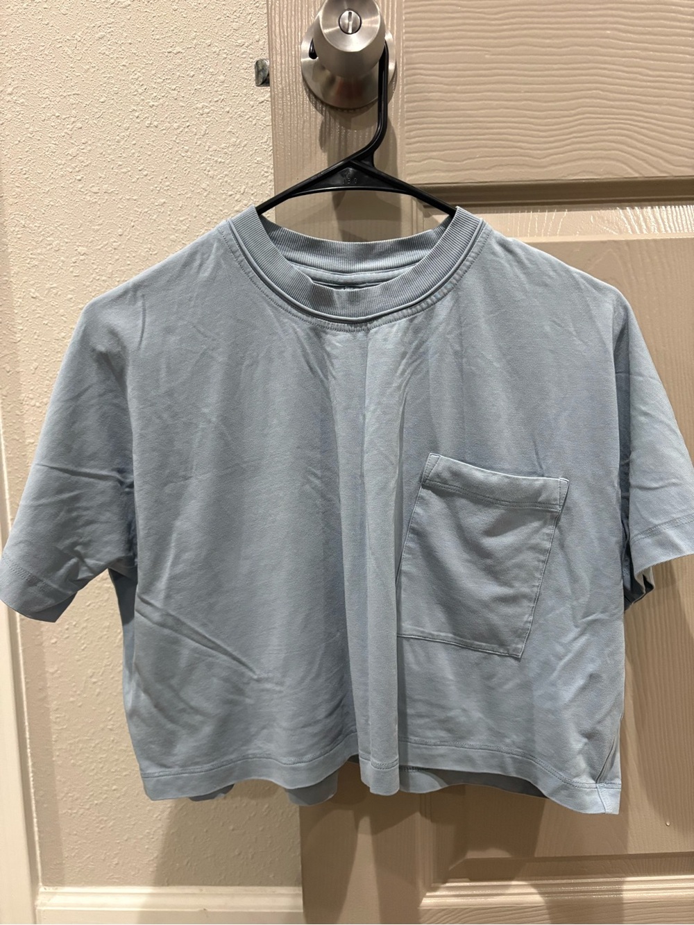 lululemon athletica Light Blue Cropped Pocket Tee
